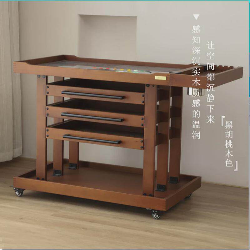 意式极简轻奢胡桃木色专业艺术家复古平立两用油画架实木落地画架
