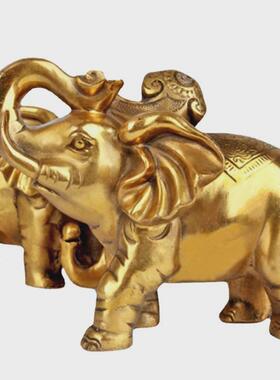 铜象摆件批发黄铜大象一对铜器象工艺品客厅大象办公室如意象