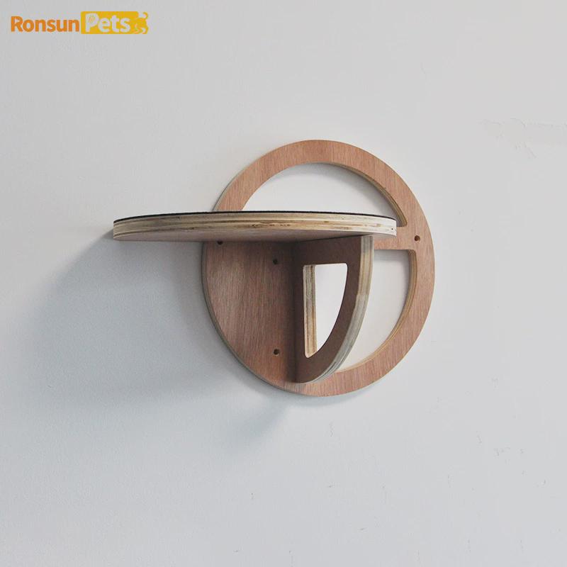 木质貓爬架墙壁式猫咪跳台墙上猫爬架架子圆形猫爬架木板墙壁猫咪