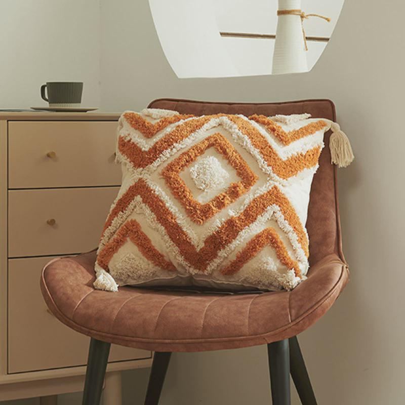 9zrt民宿流苏复古抱枕波西米亚客厅沙发靠垫套簇绒飘窗装饰腰枕靠