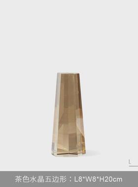 简约现代样板间桌面玄关柜茶色透明摆件售楼处展厅家居软装饰品