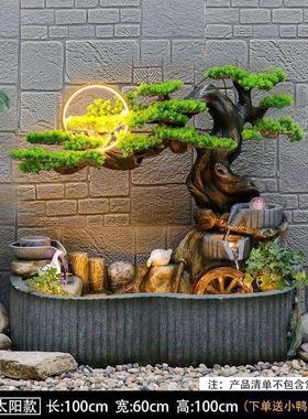 田园假山流水喷泉循环水庭院摆件会所客厅装饰品景观室外成品鱼池