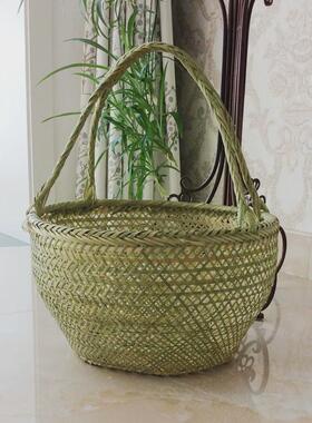gz6m手工竹编竹篮子手提篮小竹圆水果菜篮鸡蛋篮厨房收纳筐家用篮