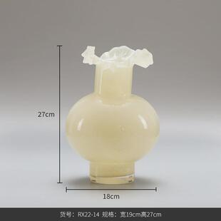 博西奶家居玉色中古法式芬顿玻璃花瓶摆件高级感家居客厅轻奢花器