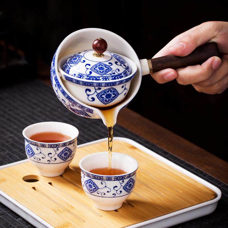 旋转逍遥泡茶壶小康泡自动茶具泡茶神器青花瓷懒人茶壶旅行包套装,餐饮具,茶壶,淘宝优惠券,粉丝福利购,淘宝优惠卷