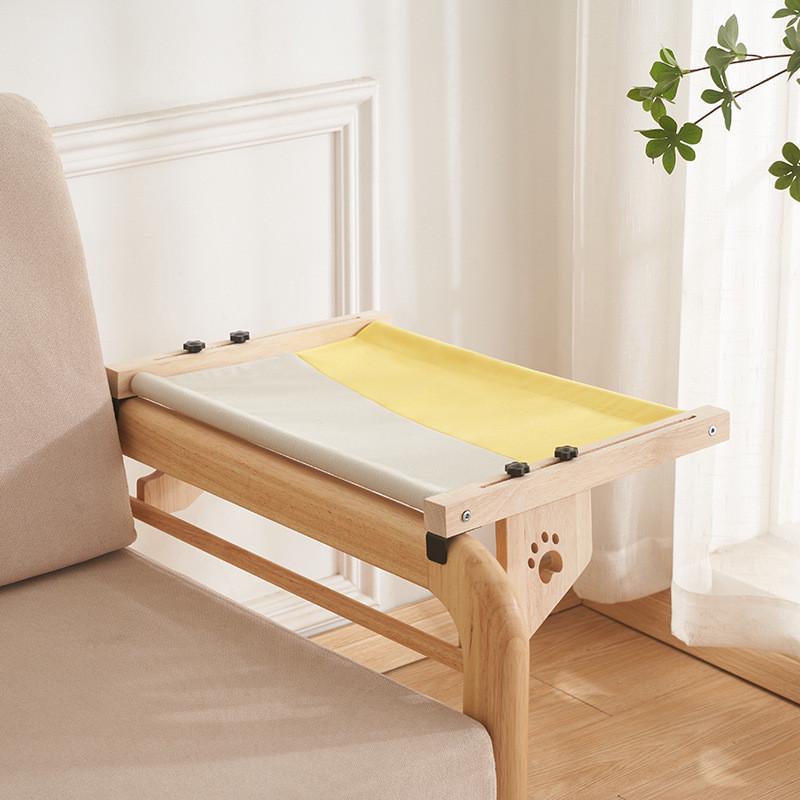 猫挂床新品猫窝窗户阳台猫吊床床边魔术贴实木猫床承重40斤