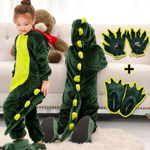 恐物卡通连体睡衣儿童秋冬男孩恐龙睡衣男童冬季小孩