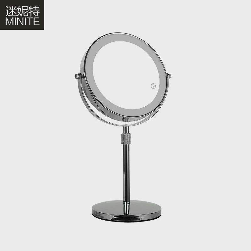 led化妆镜台式镜子带灯补光可充电三色光触摸美容梳妆便携桌面