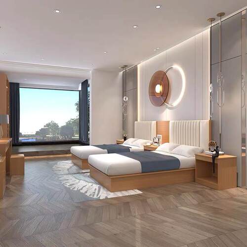 热销宾馆公寓床靠背软包宿舍酒店专用客房板式酒店家具标间全套