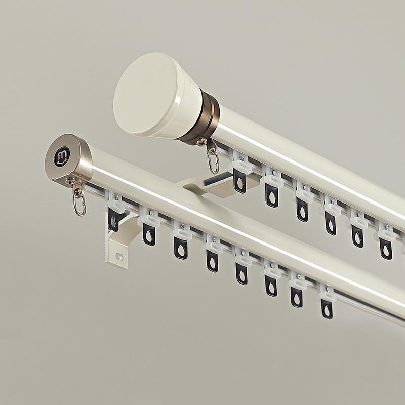 热销轻奢罗马杆滑轨铝合金加厚窗帘杆静音轨道侧装单双杆下滑顺滑