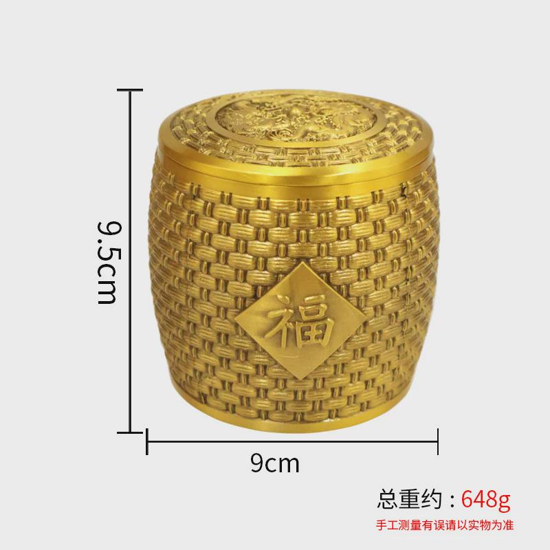 黄铜双龙茶叶罐百福密封罐高档家用客厅书房带盖存茶盒储存罐摆件