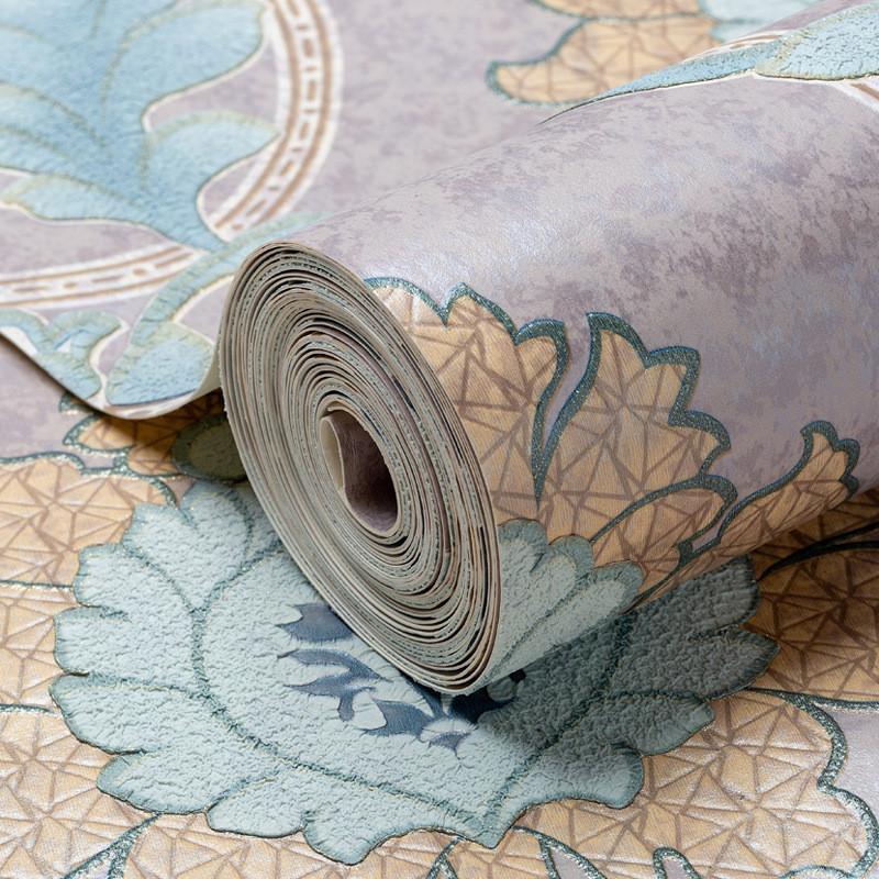 欧式墙纸大气鹿皮绒加厚卧室房间3d立体无纺布墙纸