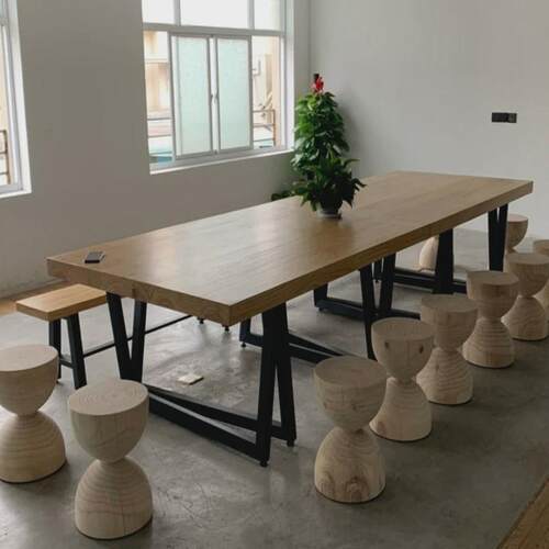 loft设计师办公桌实木大板桌简约复古会议长桌工作台桌商务洽谈桌