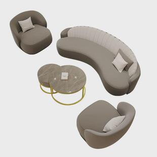 美容院会客弧形轻奢美发店现代简约办公室服装店休息客厅接待沙发