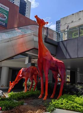 装饰园林景观玻璃钢鹿动物雕塑售楼处小区门口大型卡通造型摆件