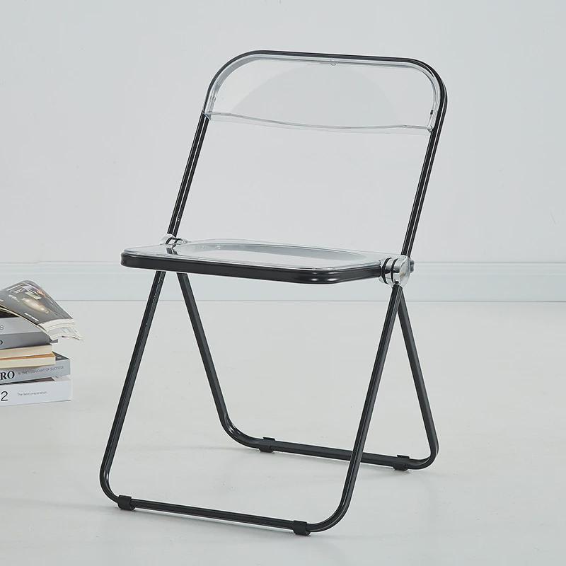 透明折叠椅亚克力时尚水晶椅子靠背凳ins网红拍照餐椅轻奢化妆椅