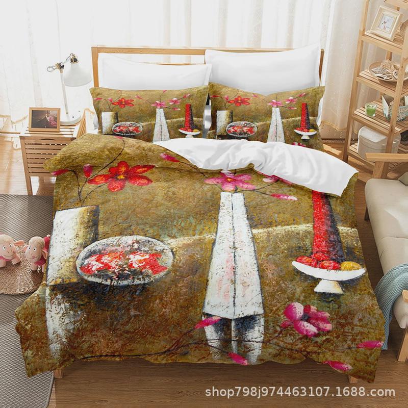 3d数码印花风格油画之四三件套四件套套件厂家直供