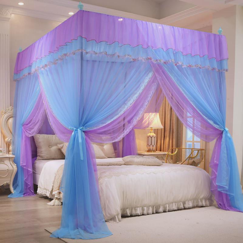 高级家用2024新款落地蚊帐宫廷风支架杆加粗床幔卧室遮光公主床帘