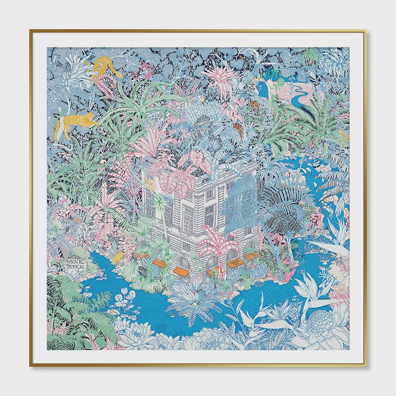 现代墙壁画丛林动物挂画美式高级样板房间客厅装饰画玄关入户轻奢