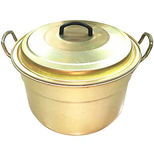 大铝锅老式商用铝锅大汤锅铝桶钢筋黄44-54cm铝制汤锅大号锅铝锅