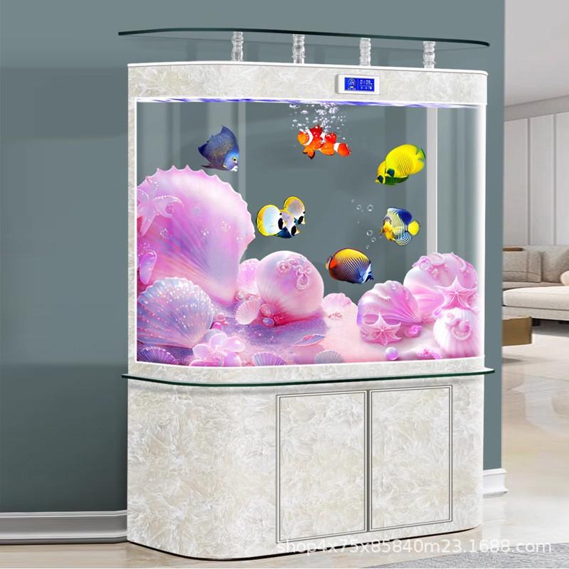 轻奢自动过滤循环水族箱客厅家用底滤鱼缸中大型免换水玻璃金鱼缸