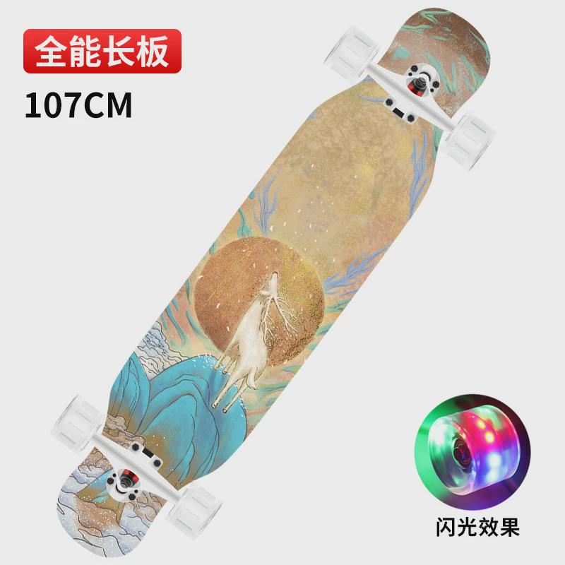 专业刷闪街光轮长板男女时尚跳舞板dancing公路代步四轮滑板现货