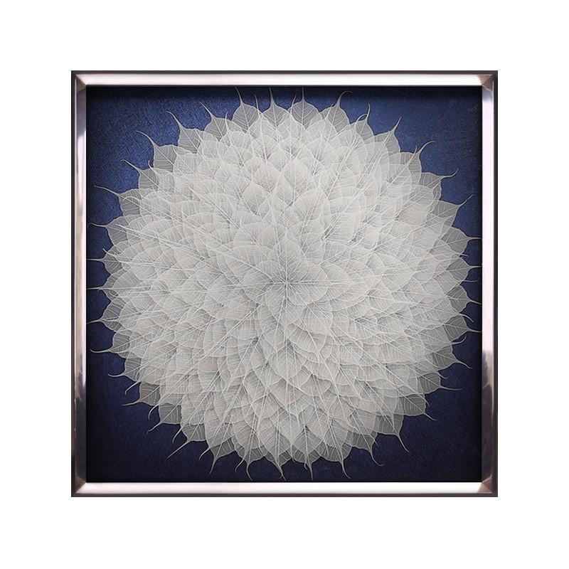 2u8k现代轻奢玄关餐厅画实物画背景装饰挂画菩提树叶中式客厅沙发图片