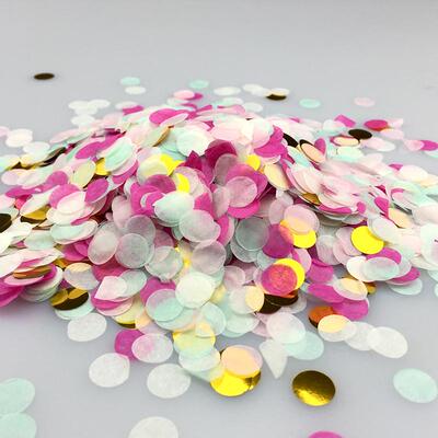 外贸confett1cm五彩纸屑雨圆形碎纸片婚礼抛洒供应波波球填充500g