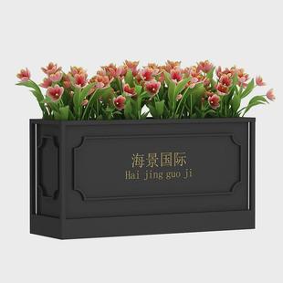 户外不锈钢花箱市政铁艺组合花槽种植箱商业街房地产移动花坛隔断