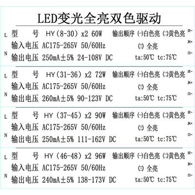 LED灯具镇流器变光全亮双色驱动电源60W72W90W96W分段火牛控制器