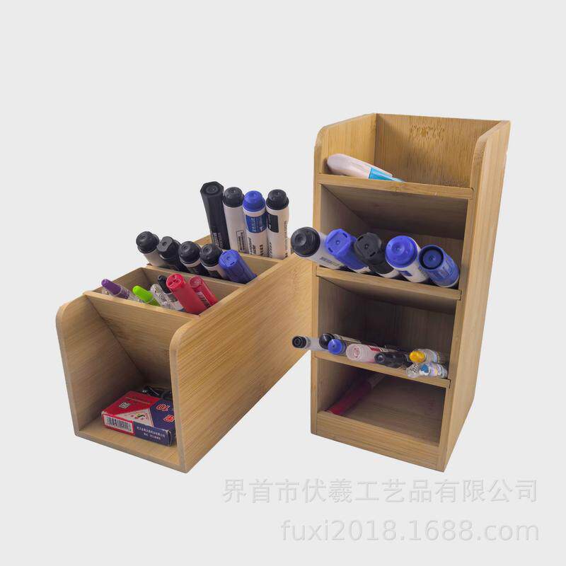 简约竹木清漆桌面收纳盒铅笔马克笔盒木制家庭办公用品木遥控器架