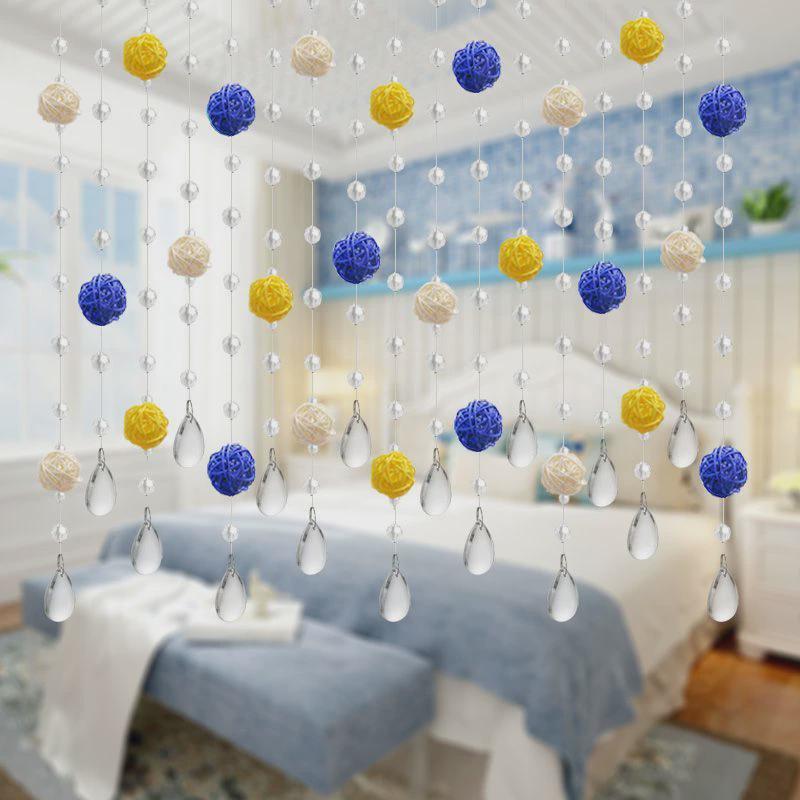 北欧水晶珠帘客厅挂帘玄关隔断帘卧室门帘过道珠子门帘家用免打孔