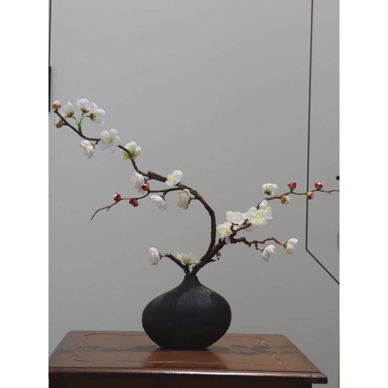 新中式梅花腊梅假花手工绢花插花套装桌面摆放装饰品花艺摆件