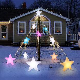 LED发光五角星灯  节日氛围装饰灯 户外景观装饰星星吊灯 草坪灯