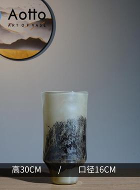 北欧客厅花瓶彩色玻璃酒店创意几何形水培插花瓶景观工艺品摆件