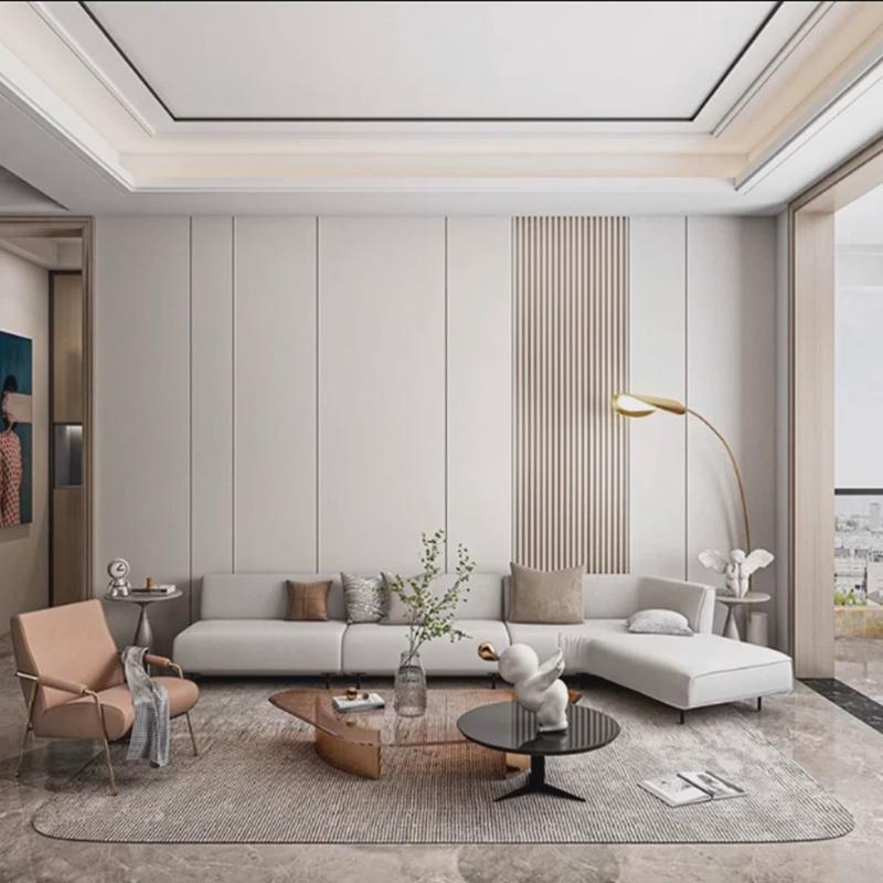 现代简约客厅电视硬包背景墙沙发卧室格栅软包墙围床头护墙板