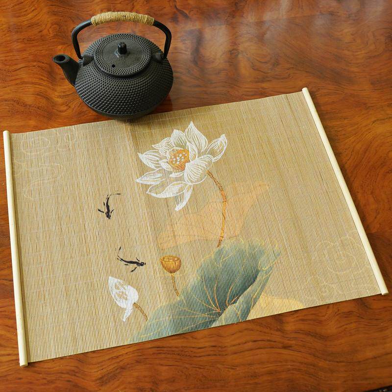 茶席竹席防水茶垫竹制茶帘桌旗中式茶具茶盘垫隔热茶道