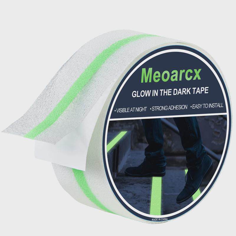 透明楼梯踏板防滑荧光绿条纹胶带防滑自发光自粘夜光透明荧光胶带