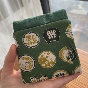 棉麻口金包 日式 创意弹片柴犬小卡包 零钱包 和风耳机包 手工布艺