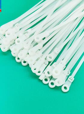 2.5*110自锁式固定头扎带白色尼龙66电线捆扎固定M3螺丝孔扎带