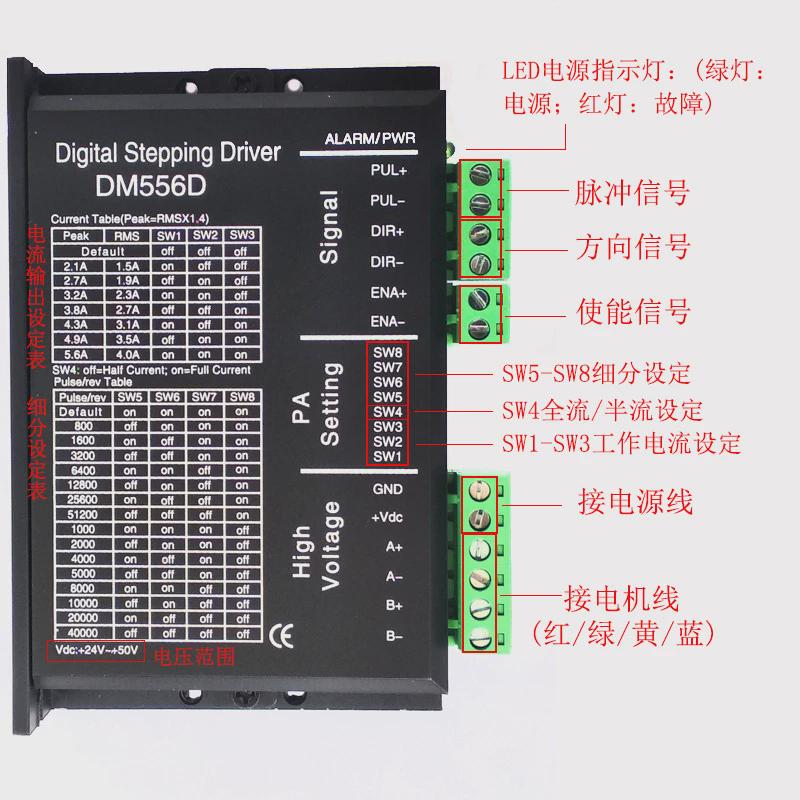 jss金三驱动器两相开环调速细分数字式士dm556d驱动器程序可设置