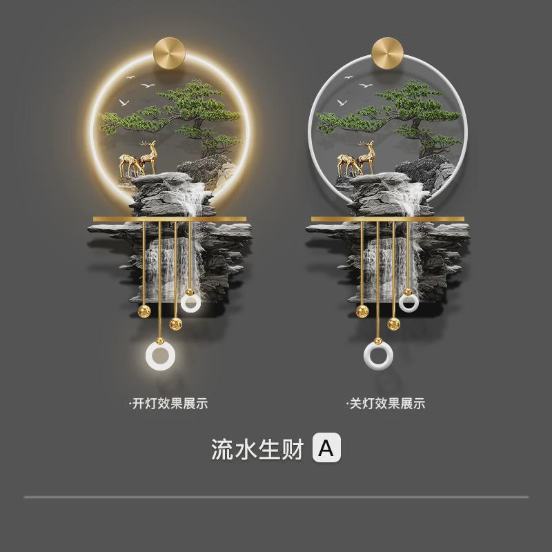 37n轻奢流水生财进门正对墙壁画立体发光玄关装饰画走廊过道