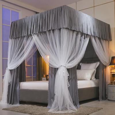 71tx防风遮光床帘蚊帐一体式家用卧室落地支架防尘物理加厚保暖床