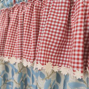 a6l客厅窗帘大气美式 遮光轻奢卧室棉麻复古田园荔枝飘窗打孔成品