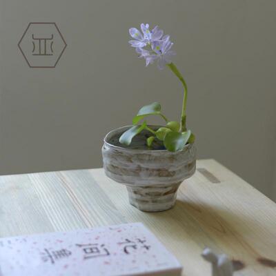 手拙成皿粗陶花道禅意空间花器摆件建水日式水培花盆插花装置品