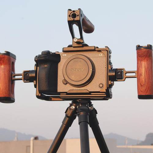 热销相机兔笼提手滑槽夹座通用木质上提手柄多功能拍摄滑条拓展配