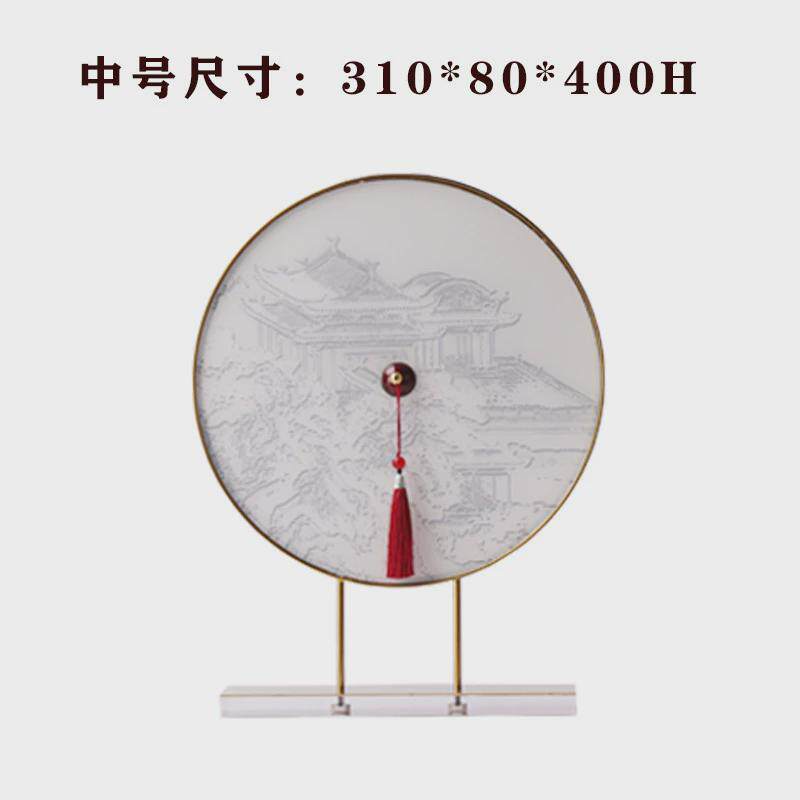 现代新中式禅意金属亚克力流苏摆件样板房售楼处客厅玄关艺术摆设