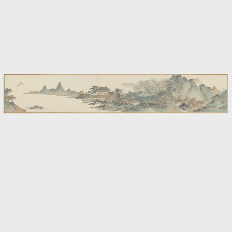 新中式客厅茶客厅室中国风大气长条横幅装饰画书法禅意山水画国画