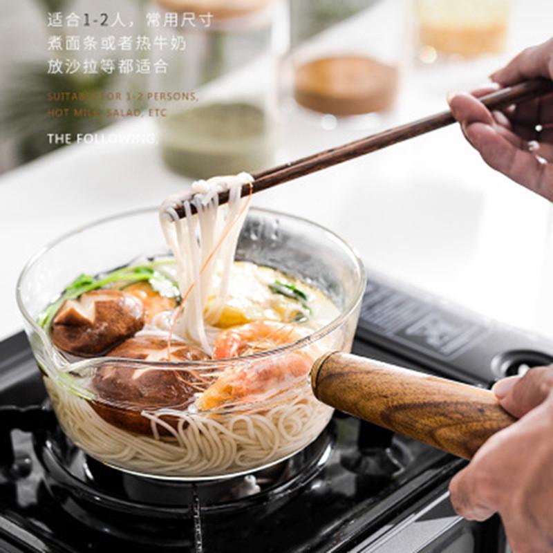 家用辅食锅煮面锅沙拉锅不粘锅高硼硅玻璃奶锅耐热透明玻璃汤锅