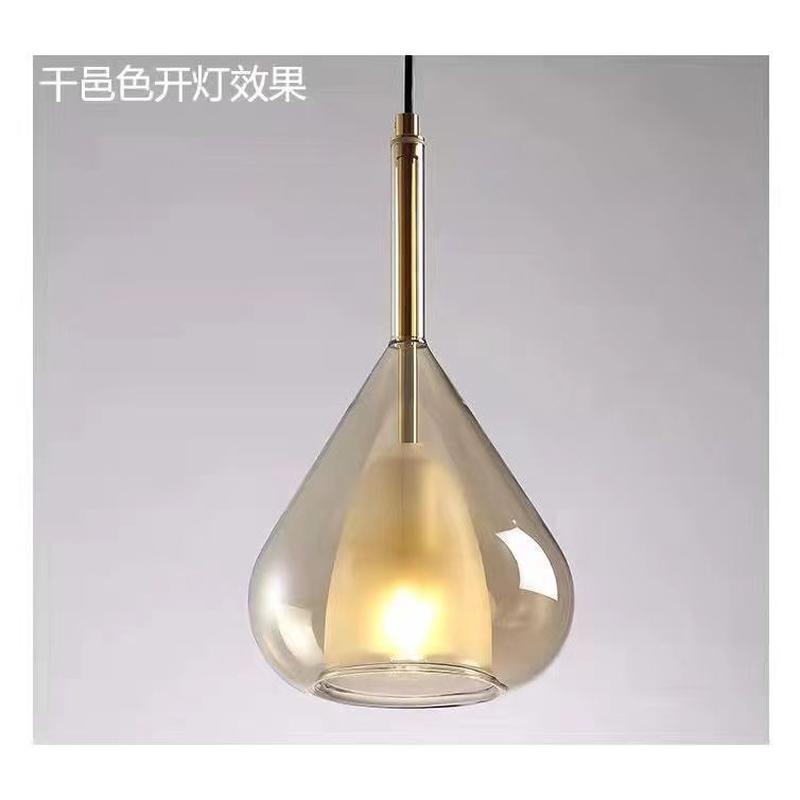 新款水滴玻璃吊灯餐厅创意个性法式吧台服装店橱窗卧室床头小吊灯